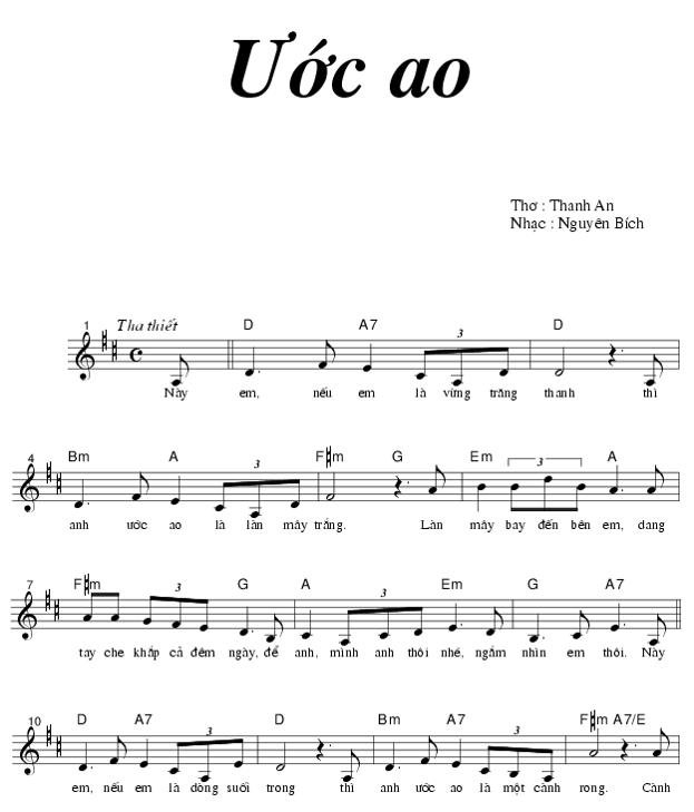 Sheet nhạc Ước Ao